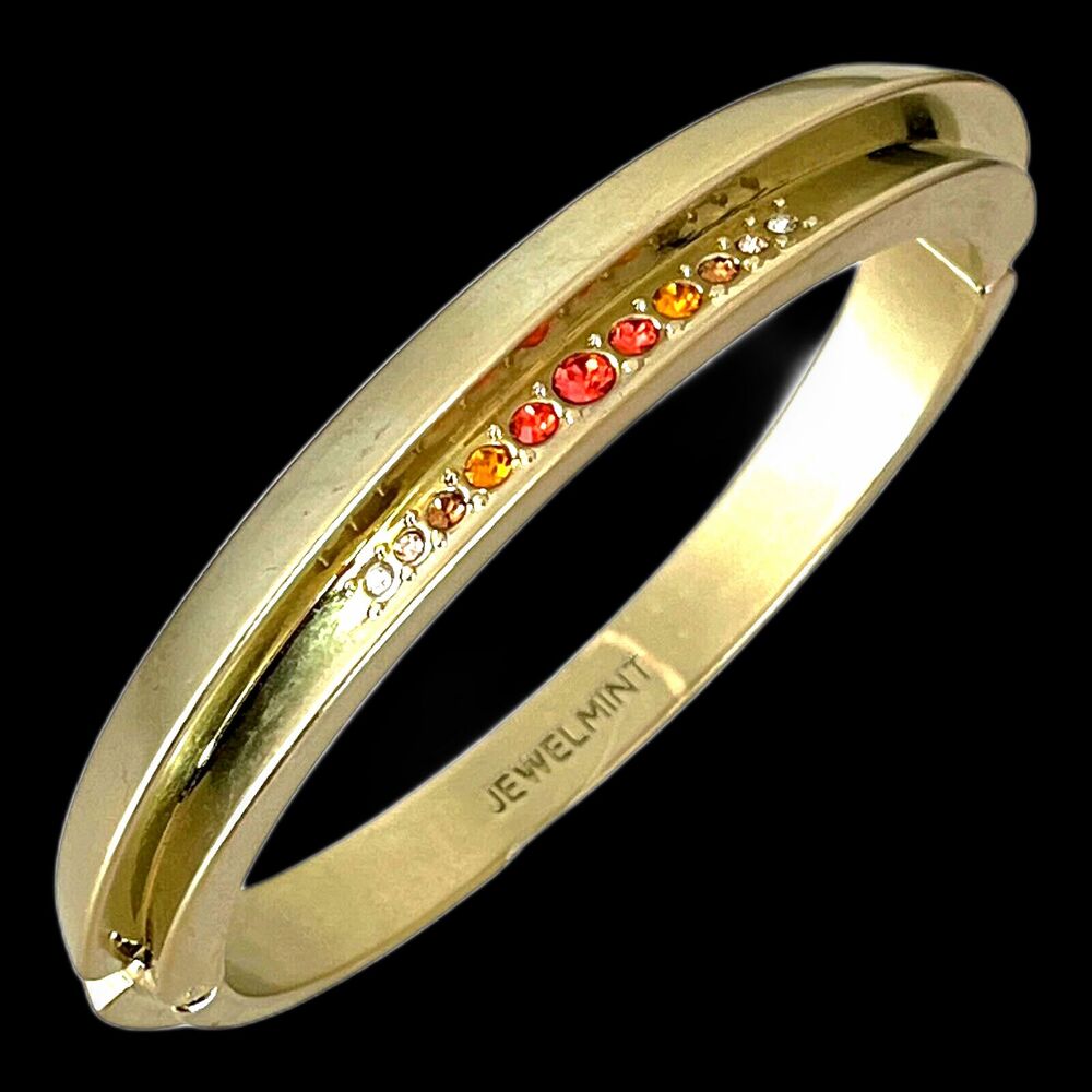 Jewelmint Bracelet Gold Tone Multicolor Crystal Bangle - 1G